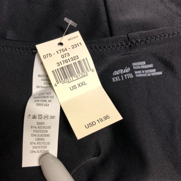 Aerie Bikini Bottom Cheekier High Cut Black XXL - Picture 3 of 4